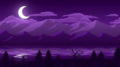 晚上场景动画插图紫色的